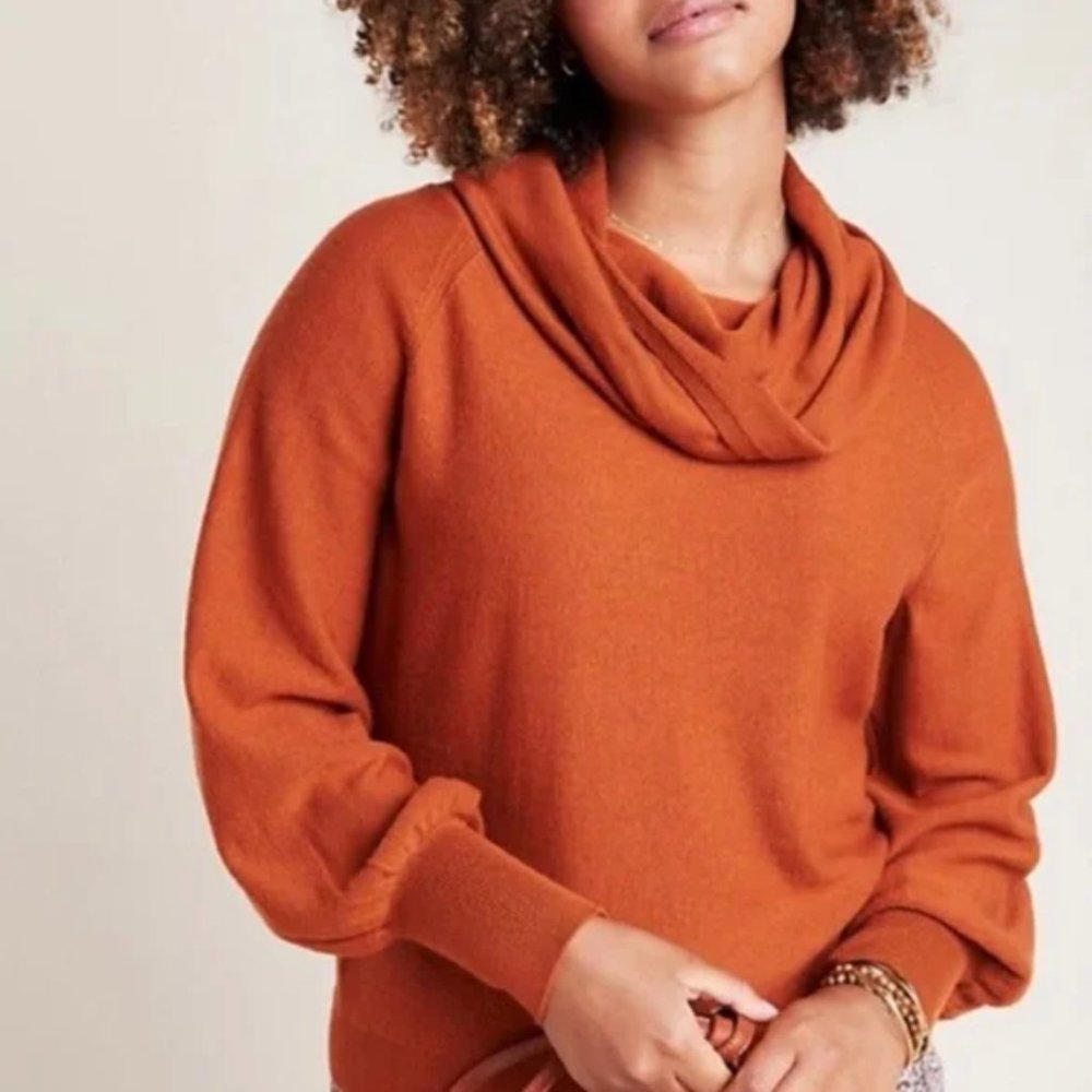 Anthropology Jolene Slouch Cowl Neck Burnt Orange Sweater